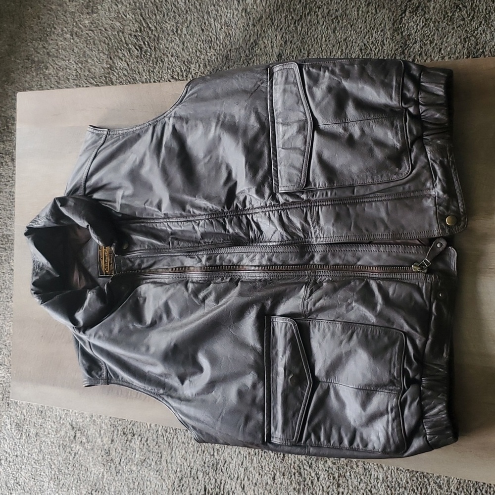 Vintage Leather Eddie Bauer Goose Down Vest